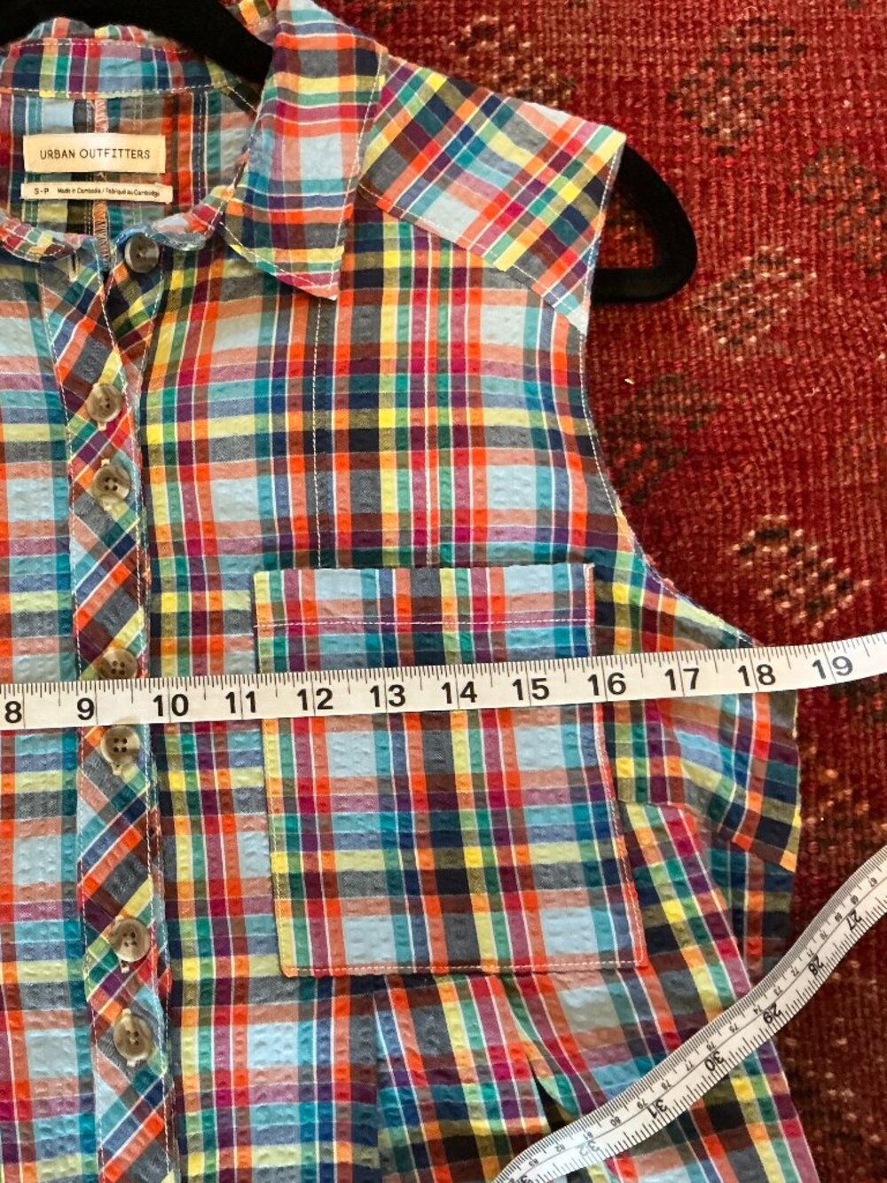 Urban Outfitters seersucker check romper jumpsuit w/pockets (shorts) S - Picture 5 of 8
